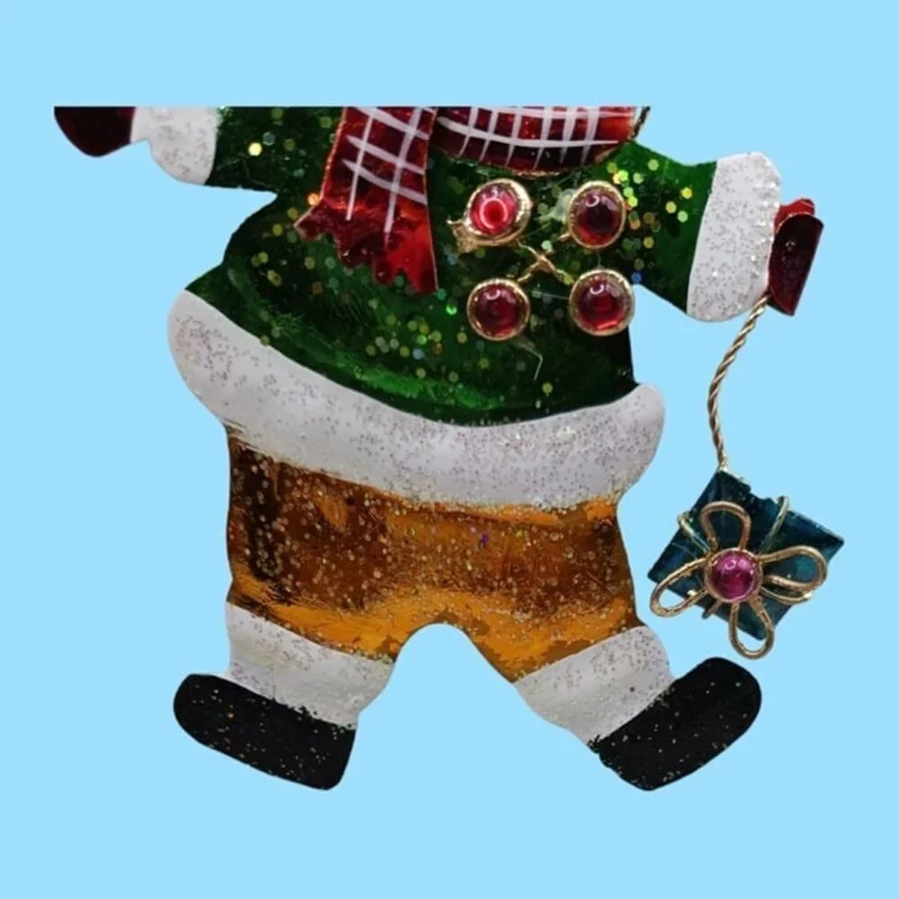 Vintage santa & snowman tin metal christmas ornaments